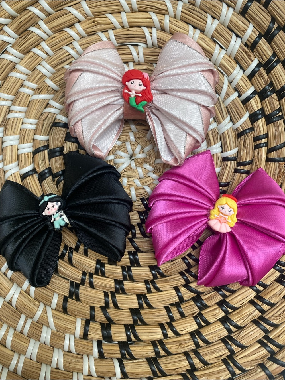 Set of 3 Satin Princess Character Hair Bows